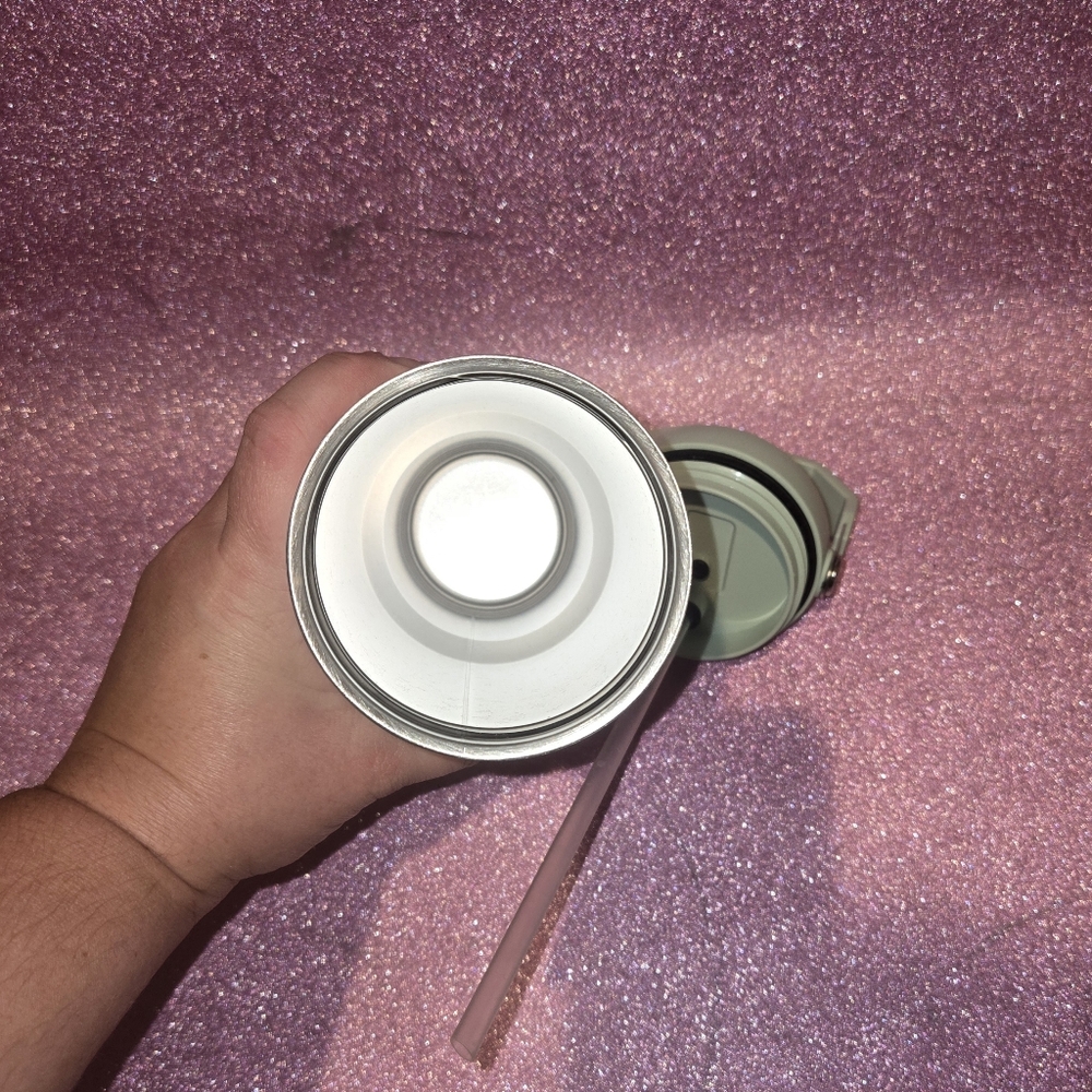 Stanley Travel Tumbler with Silver Band and Floral Pattern in Pale Green - Picture 9 of 9
